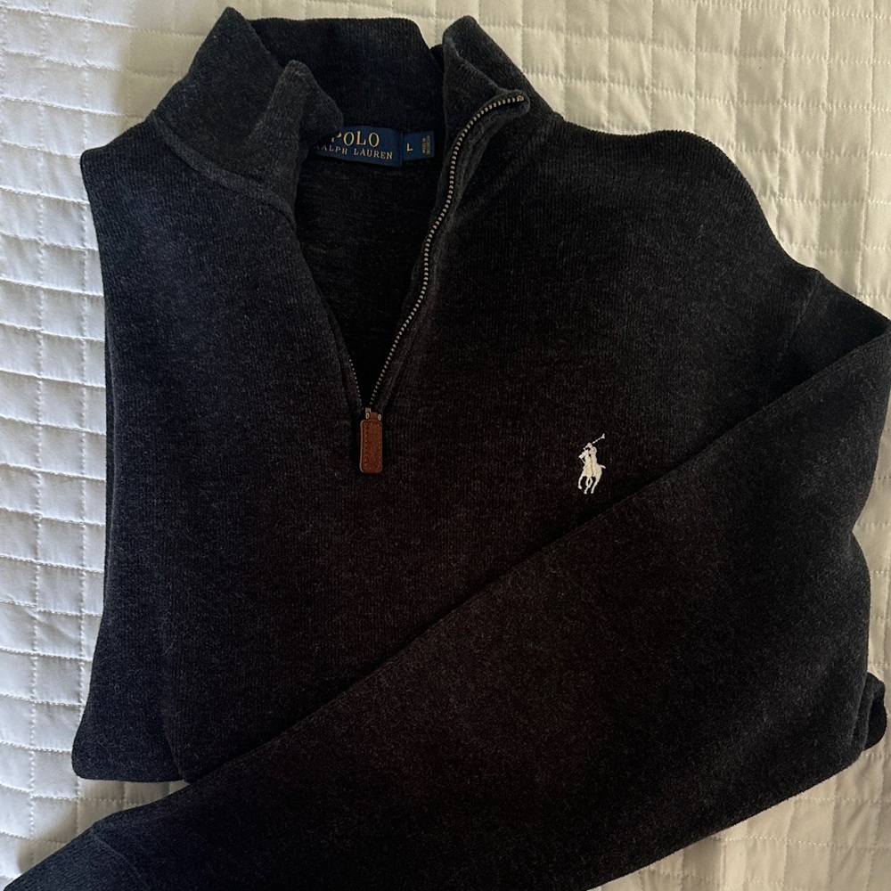 Polo by Ralph Lauren Men's Charcoal Zip-Up Sweater